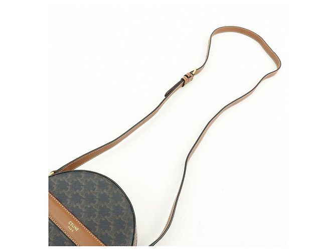 Céline CELINE Triomphe Borsa a spalla rotonda in PVC e pelle Borsa rotonda Marrone - vista 6