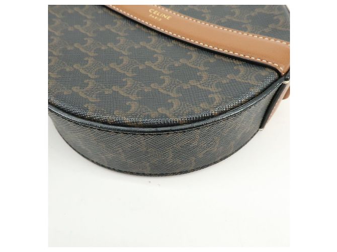 Céline CELINE Triomphe Borsa a spalla rotonda in PVC e pelle Borsa rotonda Marrone - vista 8