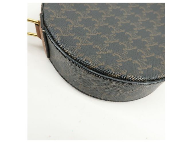 Céline CELINE Triomphe Borsa a spalla rotonda in PVC e pelle Borsa rotonda Marrone - vista 9