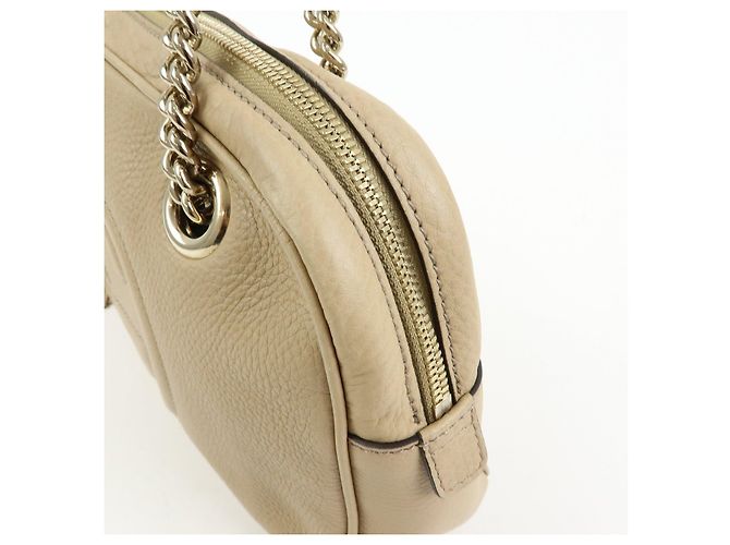 Borsa a tracolla in pelle GUCCI SOHO Interlocking G Beige 308983 - vista 11
