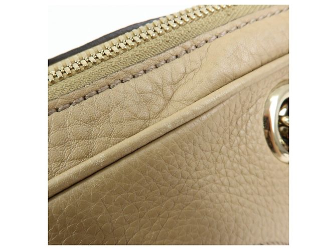 Borsa a tracolla in pelle GUCCI SOHO Interlocking G Beige 308983 - vista 14