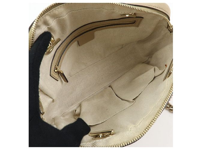 Borsa a tracolla in pelle GUCCI SOHO Interlocking G Beige 308983 - vista 15