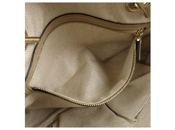 Borsa a tracolla in pelle GUCCI SOHO Interlocking G Beige 308983 - vista 16