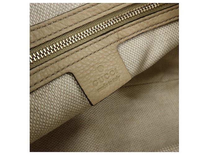 Borsa a tracolla in pelle GUCCI SOHO Interlocking G Beige 308983 - vista 19