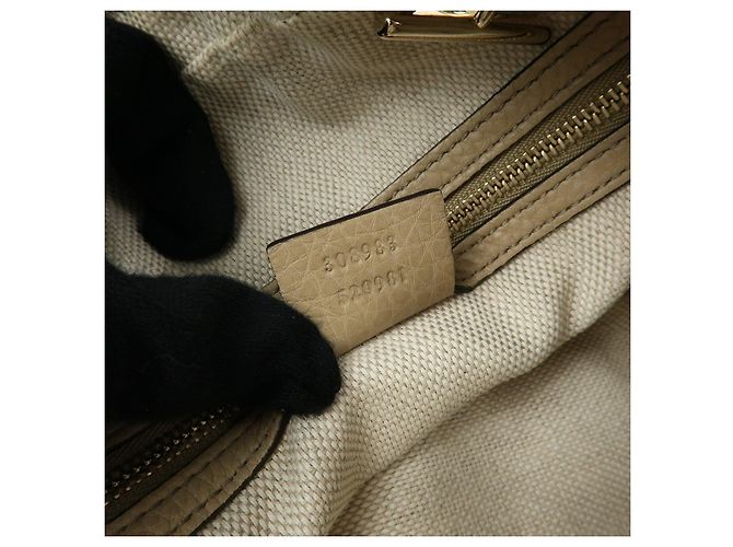 Borsa a tracolla in pelle GUCCI SOHO Interlocking G Beige 308983 - vista 20