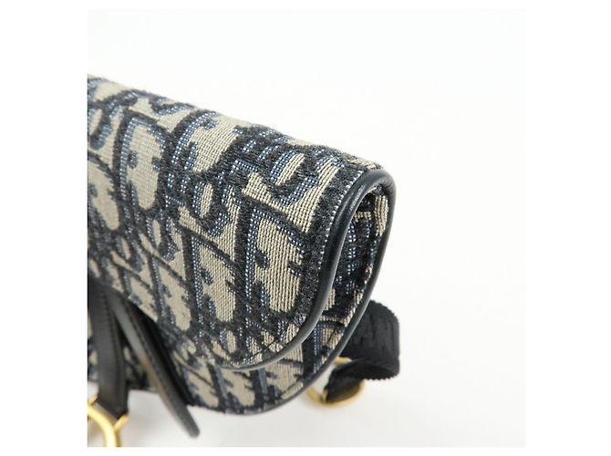 Borsa Saddle Christian Dior Oblique Jacquard e Pelle Borsa a Vita Blu Navy - vista 12