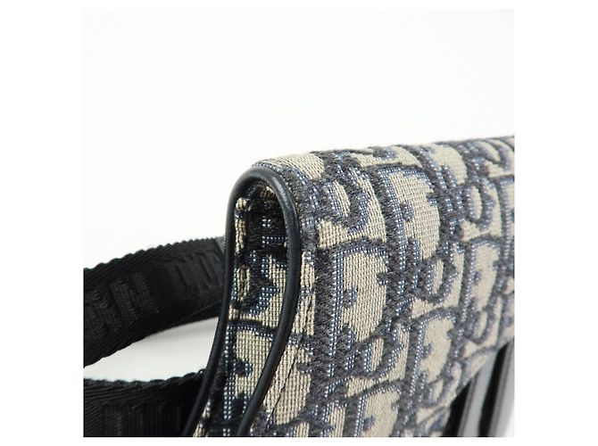 Borsa Saddle Christian Dior Oblique Jacquard e Pelle Borsa a Vita Blu Navy - vista 13