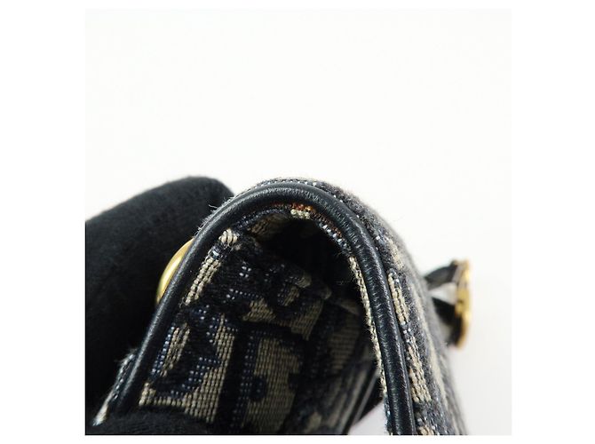 Borsa Saddle Christian Dior Oblique Jacquard e Pelle Borsa a Vita Blu Navy - vista 14