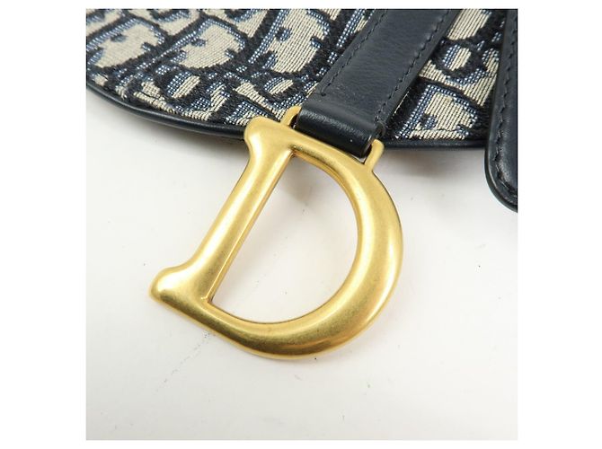 Borsa Saddle Christian Dior Oblique Jacquard e Pelle Borsa a Vita Blu Navy - vista 17