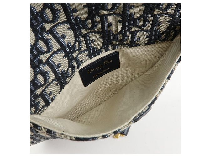 Borsa Saddle Christian Dior Oblique Jacquard e Pelle Borsa a Vita Blu Navy - vista 18