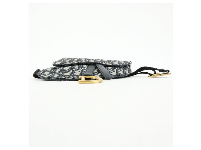 Borsa Saddle Christian Dior Oblique Jacquard e Pelle Borsa a Vita Blu Navy - vista 5