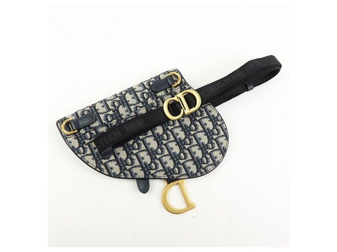 Borsa Saddle Christian Dior Oblique Jacquard e Pelle Borsa a Vita Blu Navy - vista 6