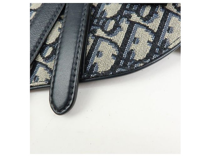 Borsa Saddle Christian Dior Oblique Jacquard e Pelle Borsa a Vita Blu Navy - vista 9