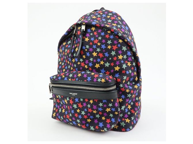 Autre Marque SAINT LAURENT PARIS Zaino City Canvas Leather Backpack Star Pattern 508548 - vista 3