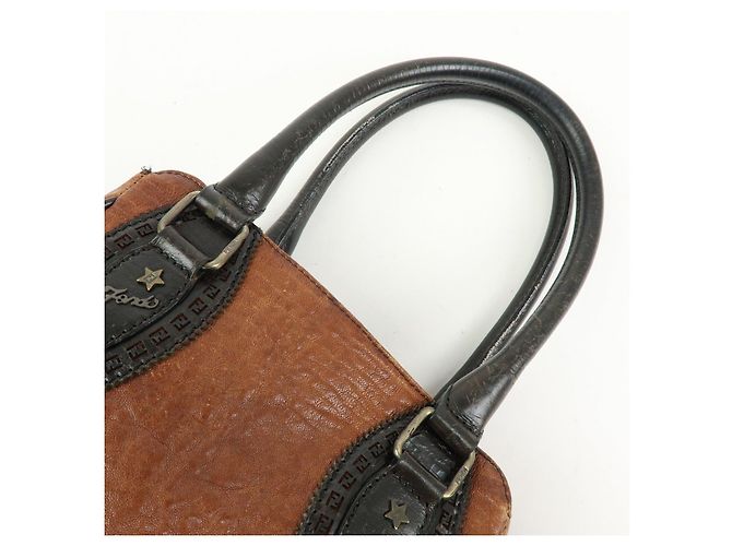 FENDI Ethonico Leder Tote Bag Schultertasche Braun 8BN157 - Ansicht 6