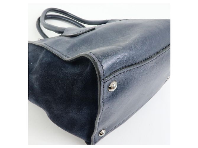 PRADA Triangle Logo Leder 2Way Bag Tote Bag Handtasche Navy B2625M - Ansicht 12