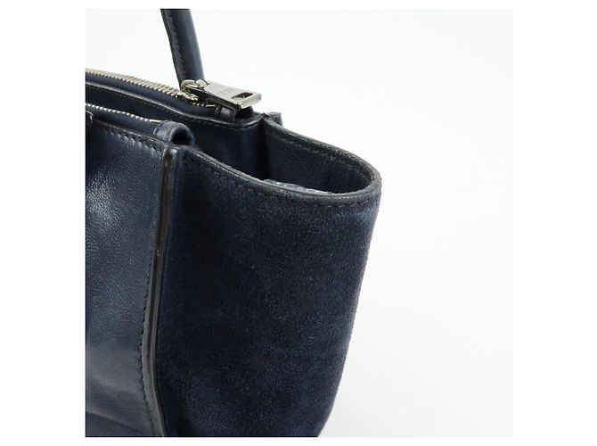 PRADA Triangle Logo Leder 2Way Bag Tote Bag Handtasche Navy B2625M - Ansicht 14