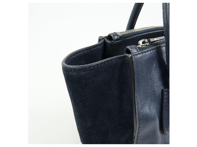 PRADA Triangle Logo Leder 2Way Bag Tote Bag Handtasche Navy B2625M - Ansicht 15
