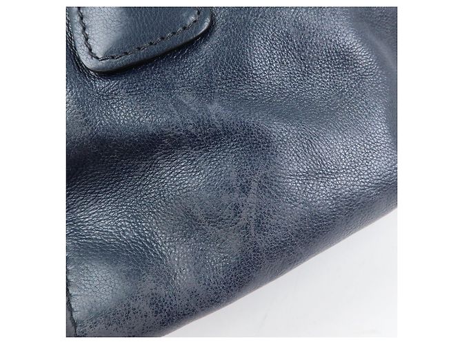 PRADA Triangle Logo Leder 2Way Bag Tote Bag Handtasche Navy B2625M - Ansicht 17