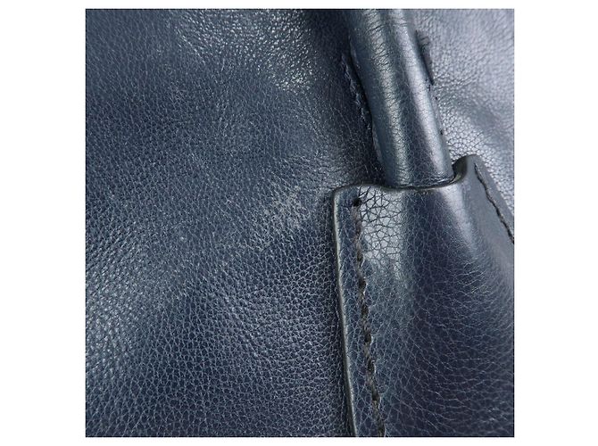 PRADA Triangle Logo Leder 2Way Bag Tote Bag Handtasche Navy B2625M - Ansicht 18