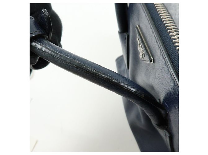 PRADA Triangle Logo Leder 2Way Bag Tote Bag Handtasche Navy B2625M - Ansicht 7
