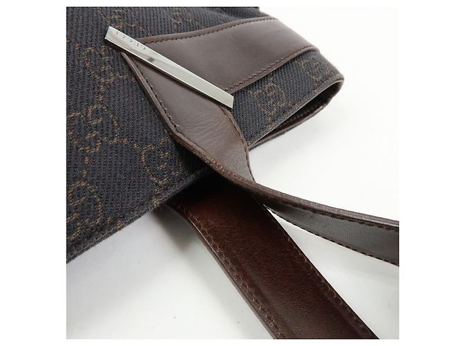 Borsa tote GUCCI GG Canvas Leather Dark Brown 73983 - vista 10