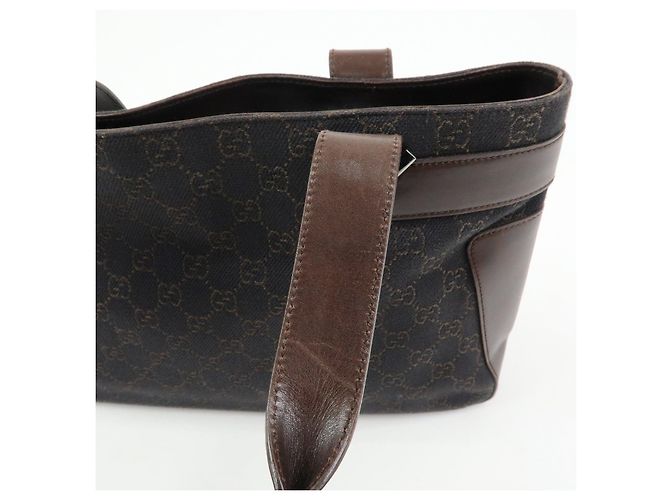 Borsa tote GUCCI GG Canvas Leather Dark Brown 73983 - vista 11