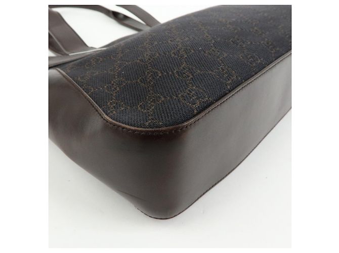 Borsa tote GUCCI GG Canvas Leather Dark Brown 73983 - vista 12