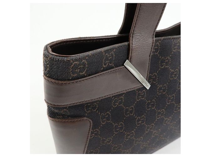 Borsa tote GUCCI GG Canvas Leather Dark Brown 73983 - vista 16