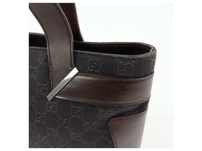 Borsa tote GUCCI GG Canvas Leather Dark Brown 73983 - vista 17