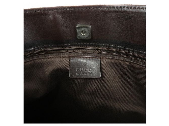 Borsa tote GUCCI GG Canvas Leather Dark Brown 73983 - vista 23