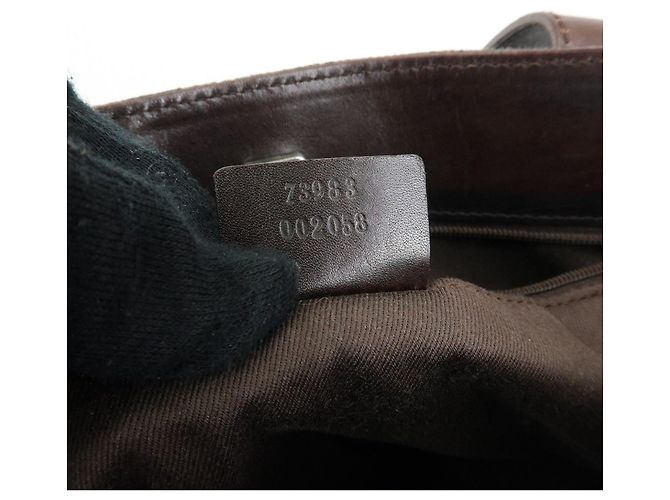 Borsa tote GUCCI GG Canvas Leather Dark Brown 73983 - vista 24