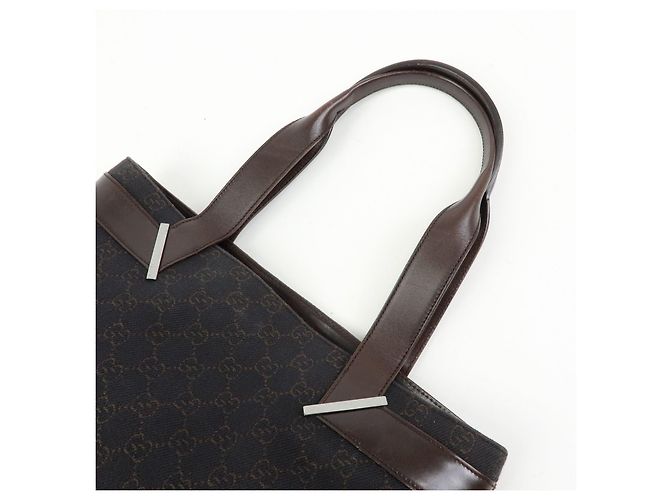Borsa tote GUCCI GG Canvas Leather Dark Brown 73983 - vista 6