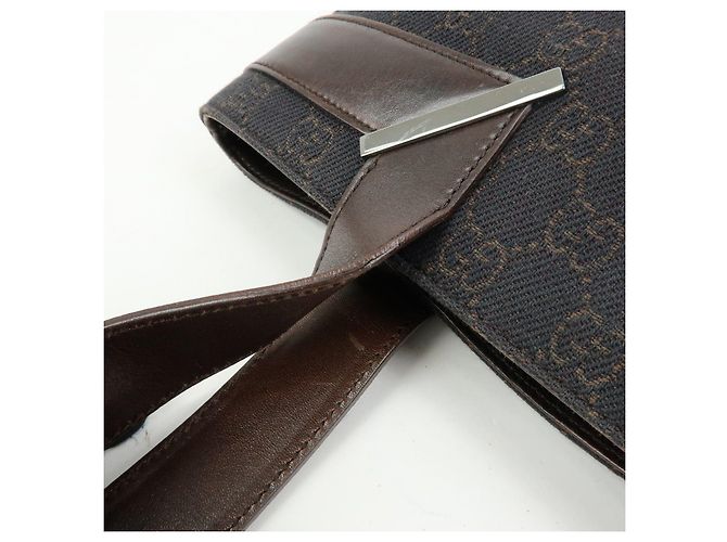 Borsa tote GUCCI GG Canvas Leather Dark Brown 73983 - vista 9