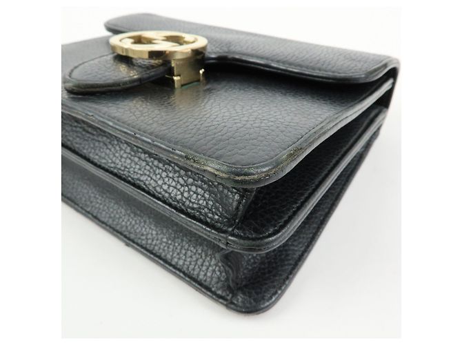 Borsa a tracolla in pelle con catena GUCCI Interlocking G Nera 510304 - vista 11