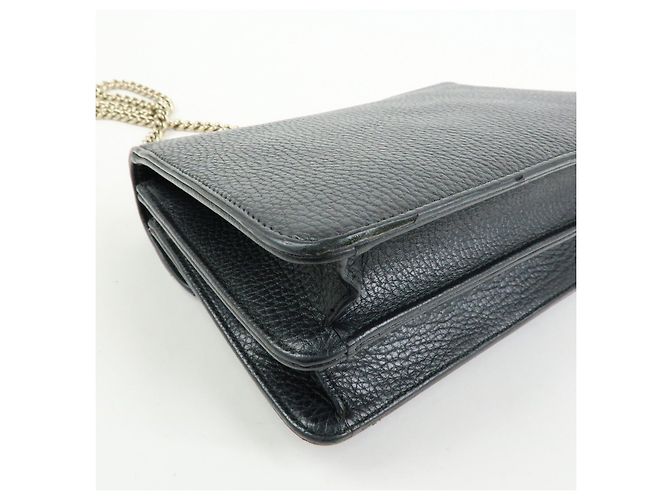 Borsa a tracolla in pelle con catena GUCCI Interlocking G Nera 510304 - vista 12