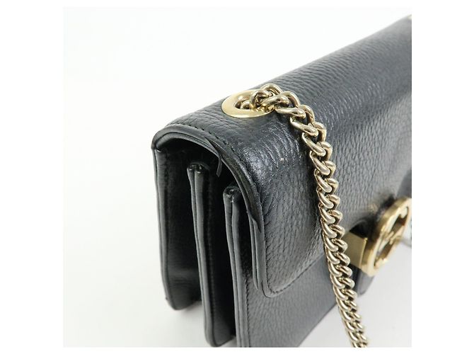 Borsa a tracolla in pelle con catena GUCCI Interlocking G Nera 510304 - vista 15