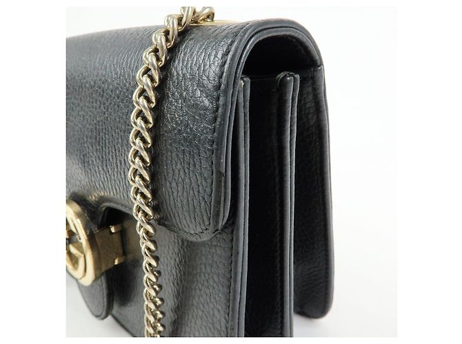 Borsa a tracolla in pelle con catena GUCCI Interlocking G Nera 510304 - vista 16