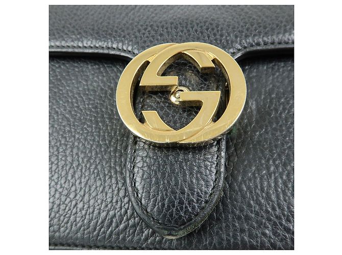 Borsa a tracolla in pelle con catena GUCCI Interlocking G Nera 510304 - vista 18