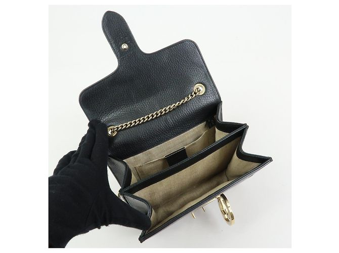 Borsa a tracolla in pelle con catena GUCCI Interlocking G Nera 510304 - vista 19