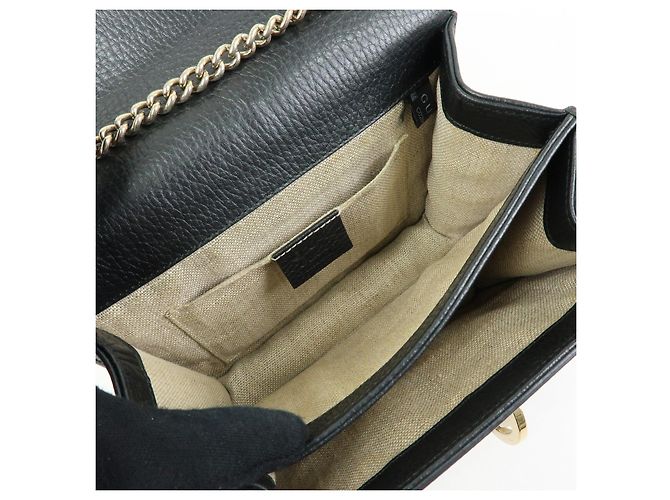 Borsa a tracolla in pelle con catena GUCCI Interlocking G Nera 510304 - vista 21