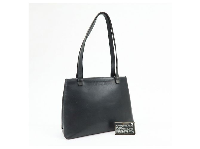 Bolso Tote CHANEL Logo de piel de becerro Bolso de hombro Bolso de mano Negro - vista 24