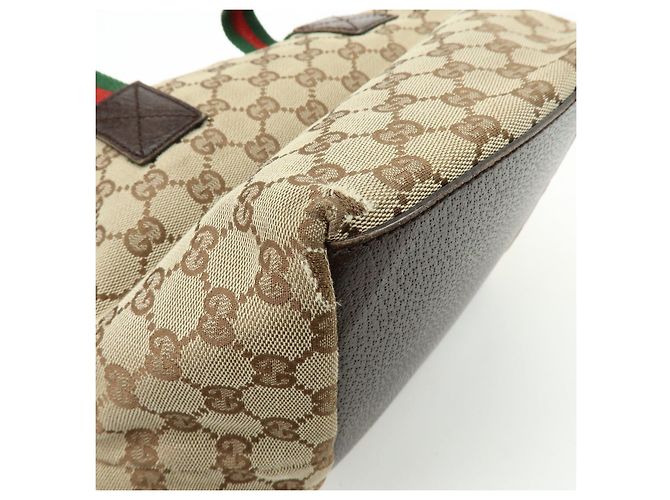 Borsa Tote e Borsa a Mano GUCCI Sherry GG Canvas Leather Brown 131228 - vista 11