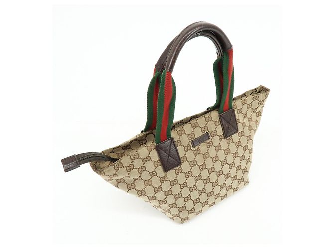 Borsa Tote e Borsa a Mano GUCCI Sherry GG Canvas Leather Brown 131228 - vista 4