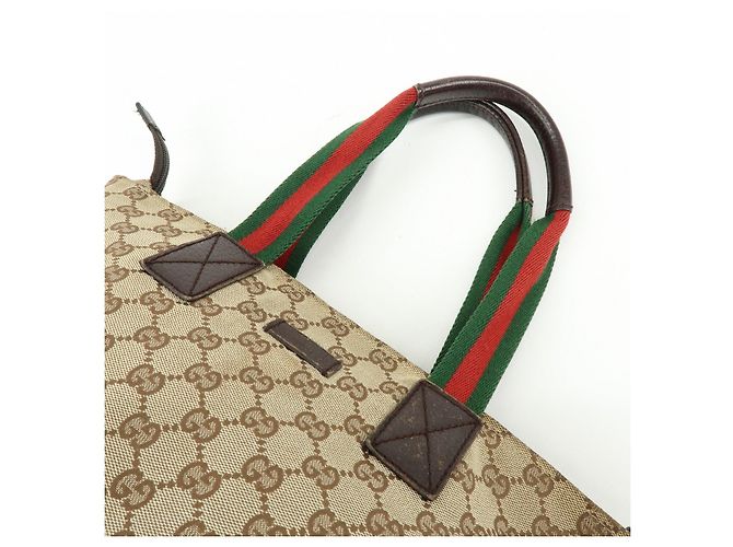 Borsa Tote e Borsa a Mano GUCCI Sherry GG Canvas Leather Brown 131228 - vista 6