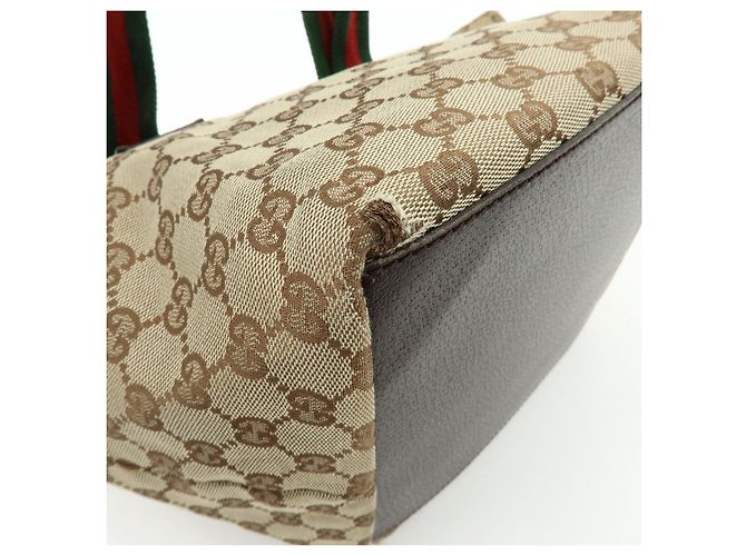 Borsa Tote e Borsa a Mano GUCCI Sherry GG Canvas Leather Brown 131228 - vista 9