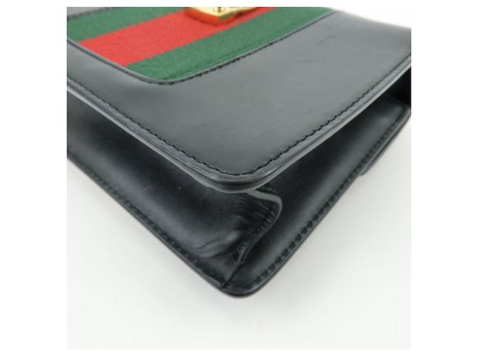 GUCCI Sylvie Sherry Borsa a tracolla in pelle con catena Nera 431666 - vista 12