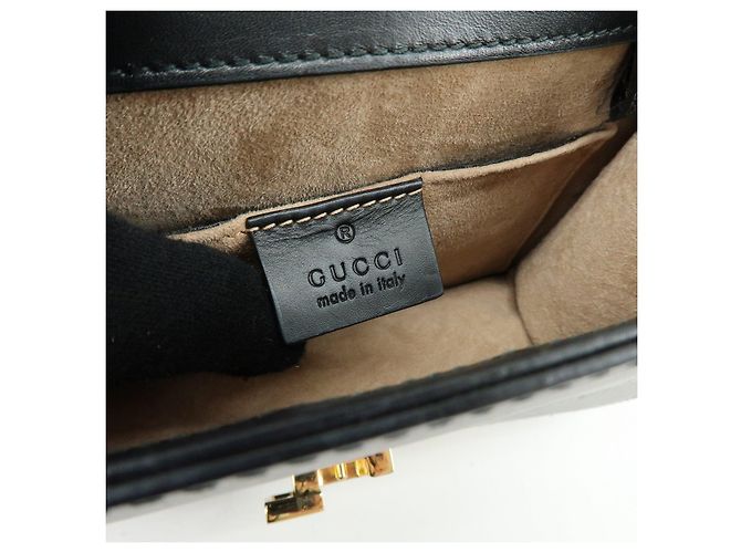 GUCCI Sylvie Sherry Borsa a tracolla in pelle con catena Nera 431666 - vista 22
