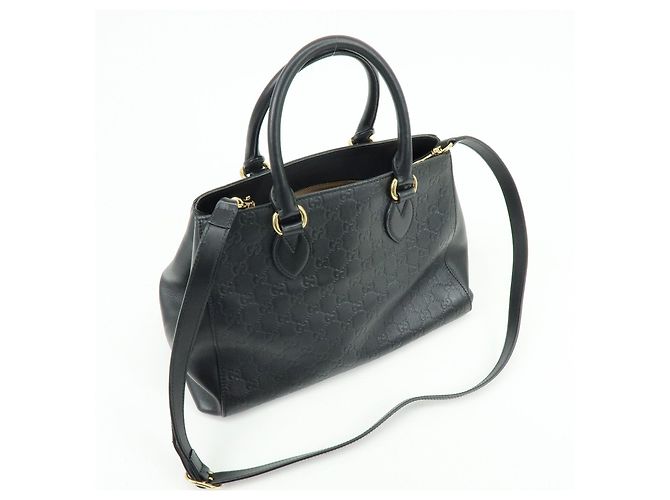 Borsa 2Way GUCCI Guccissima in pelle Borsa a mano e a tracolla Nera 453704 - vista 4