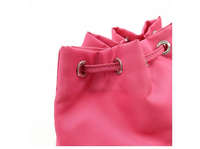 PRADA Triangle Logo Nylon Leather Drawstring Pouch Pink 1N0369 - view 12